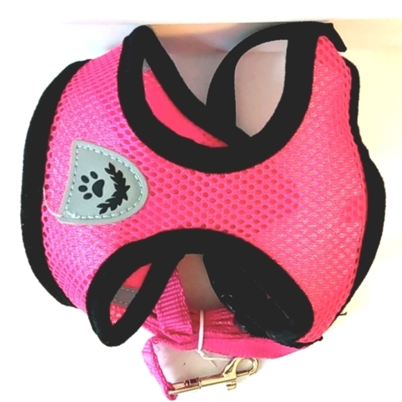SMALL PET HARNESS VEST WITH LEASH PINK & BLACK SIZE SMALL NWT - Picture 2 of 5
